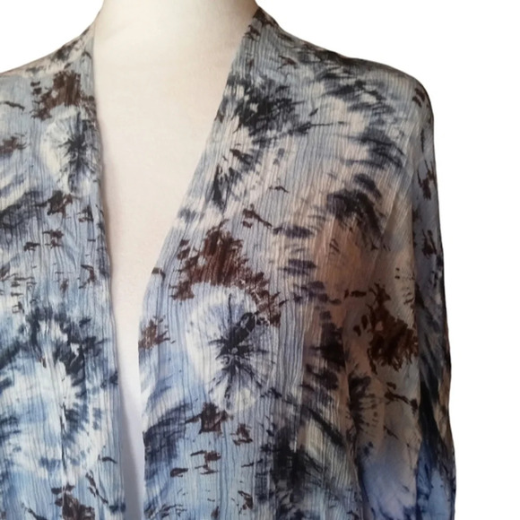 143 Story Blue Tye Dye Open Front Kimono / Cover Up Size Large - Picture 5 of 9